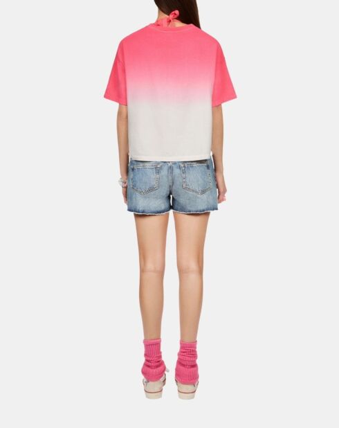 T-shirt dégradé avec sérigraphie rose rétro
