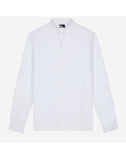 Chemise col officier en popeline blanche