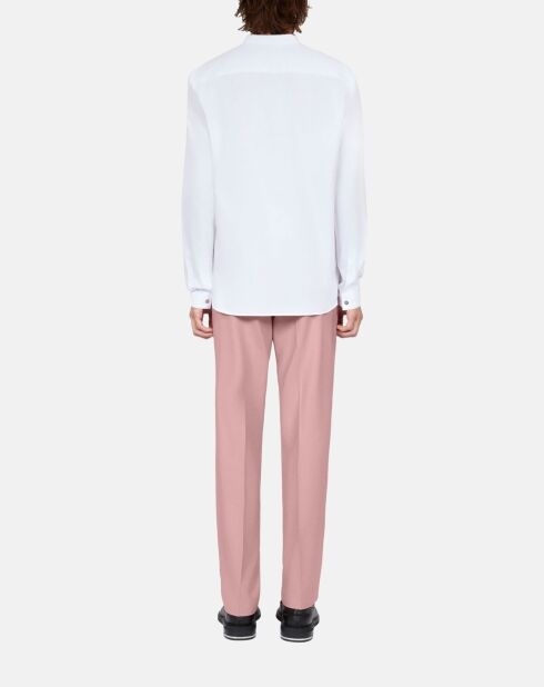 Chemise col officier en popeline blanche