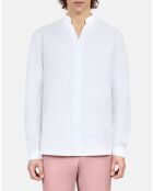 Chemise col officier en popeline blanche