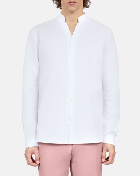 Chemise col officier en popeline blanche