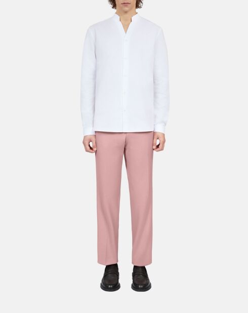 Chemise col officier en popeline blanche