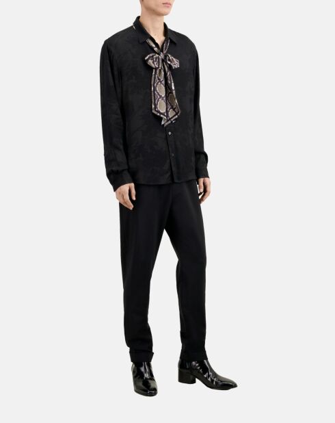 Chemise jacquard à fleurs noire