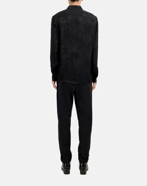 Chemise jacquard à fleurs noire