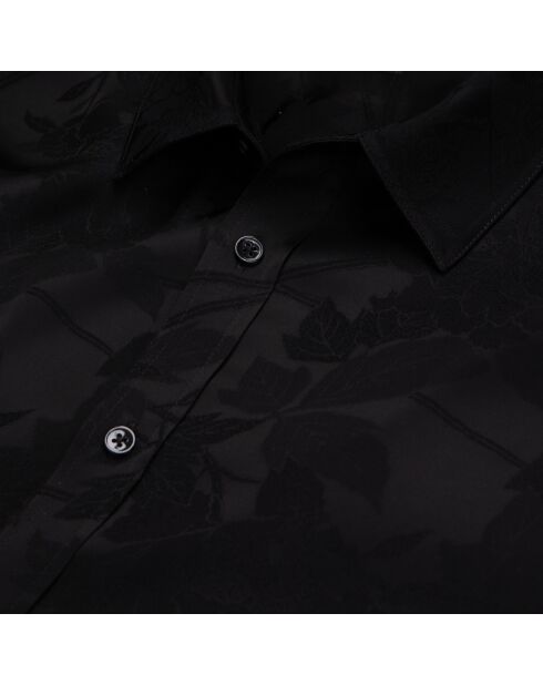 Chemise jacquard à fleurs noire
