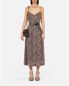 Ceinture en cuir  avec découpes et œillets à strass noire