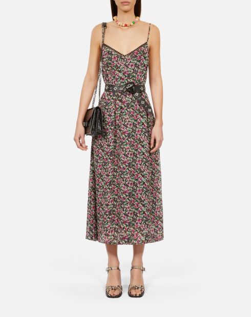 Ceinture en cuir  avec découpes et œillets à strass noire