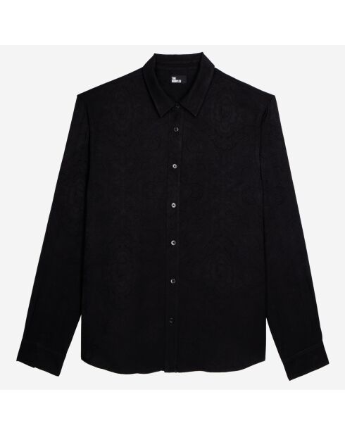Chemise jacquard avec têtes de mort noire