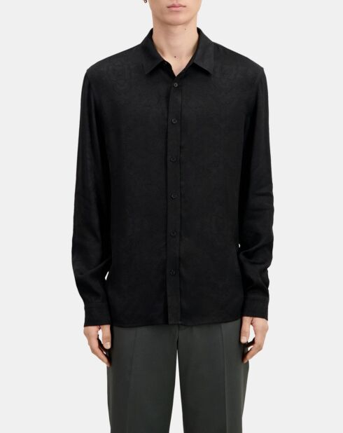 Chemise jacquard avec têtes de mort noire