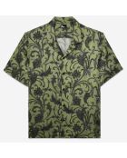 Chemise manches courtes fleurie kaki et noire