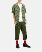 Chemise manches courtes fleurie kaki et noire