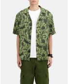 Chemise manches courtes fleurie kaki et noire