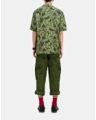 Chemise manches courtes fleurie kaki et noire