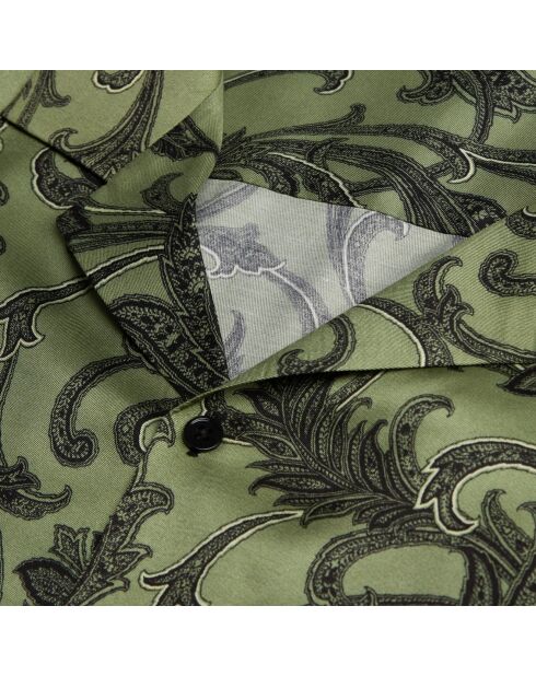 Chemise manches courtes fleurie kaki et noire