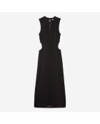 Robe longue en maille ajourée noire