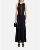 Robe longue en maille ajourée noire