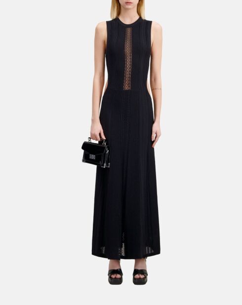 Robe longue en maille ajourée noire