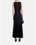 Robe longue en maille ajourée noire