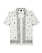 Chemise manches courtes imprimée bleue et écrue