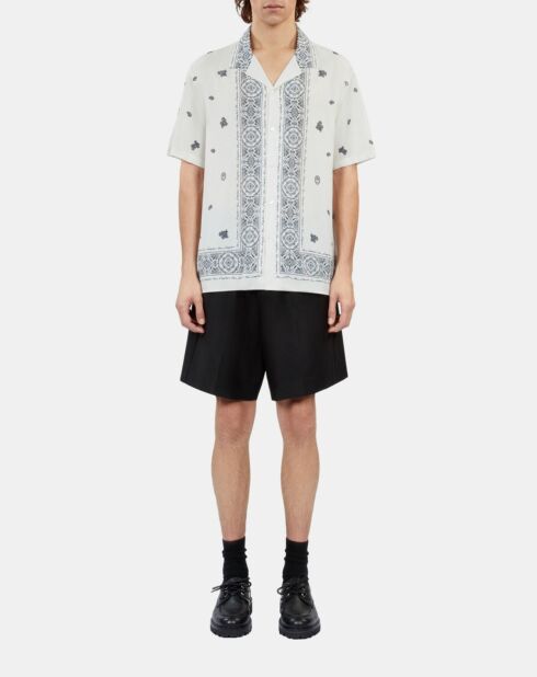 Chemise manches courtes imprimée bleue et écrue