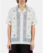 Chemise manches courtes imprimée bleue et écrue