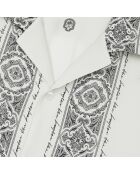 Chemise manches courtes imprimée bleue et écrue