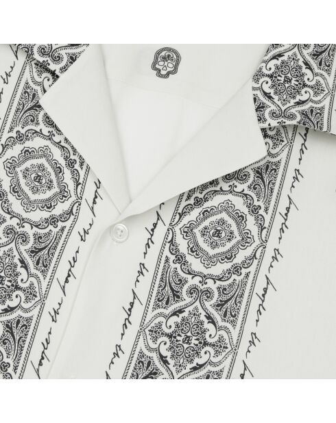 Chemise manches courtes imprimée bleue et écrue