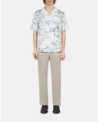 Chemise manches courtes avec palmiers blanche et kaki