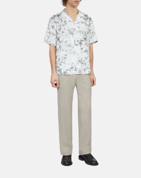 Chemise manches courtes avec palmiers blanche et kaki