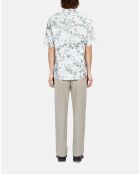 Chemise manches courtes avec palmiers blanche et kaki