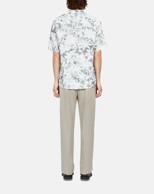 Chemise manches courtes avec palmiers blanche et kaki