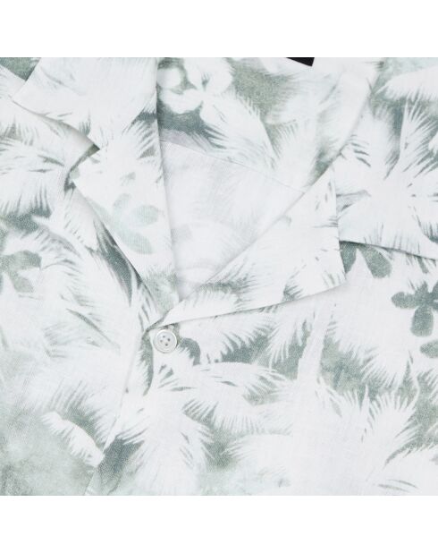 Chemise manches courtes avec palmiers blanche et kaki