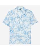 Chemise manches courtes avec palmiers bleu