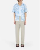 Chemise manches courtes avec palmiers bleu