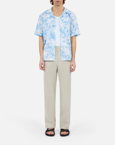 Chemise manches courtes avec palmiers bleu