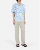 Chemise manches courtes avec palmiers bleu