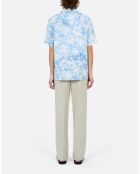 Chemise manches courtes avec palmiers bleu