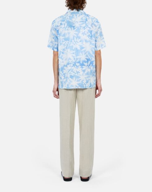 Chemise manches courtes avec palmiers bleu