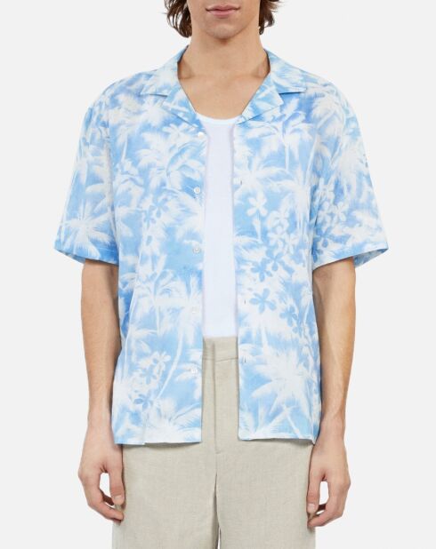 Chemise manches courtes avec palmiers bleu