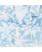 Chemise manches courtes avec palmiers bleu