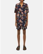 Chemise manches courtes imprimée bleu marine