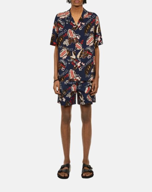 Chemise manches courtes imprimée bleu marine