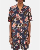 Chemise manches courtes imprimée bleu marine