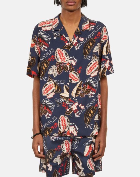 Chemise manches courtes imprimée bleu marine