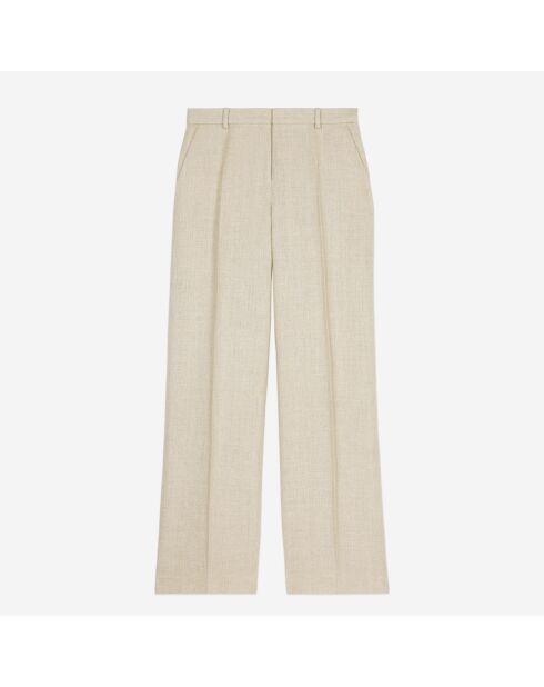 Pantalon tailleur en lin beige