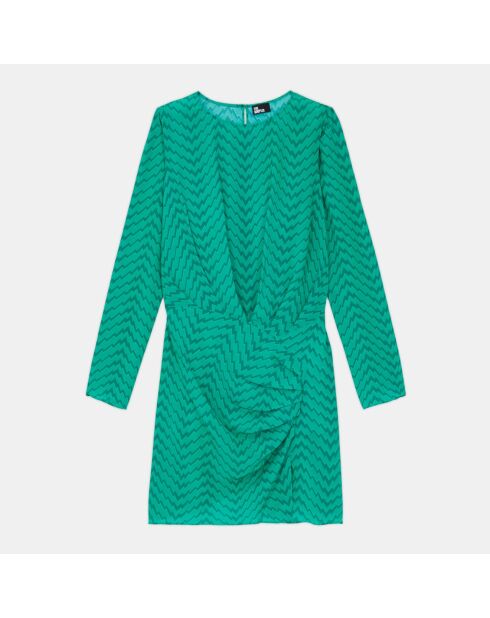 Robe courte imprimée zigzag verte