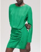 Robe courte imprimée zigzag verte