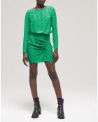 Robe courte imprimée zigzag verte