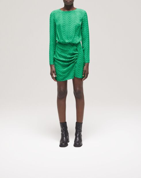 Robe courte imprimée zigzag verte