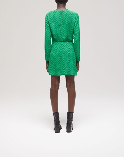 Robe courte imprimée zigzag verte